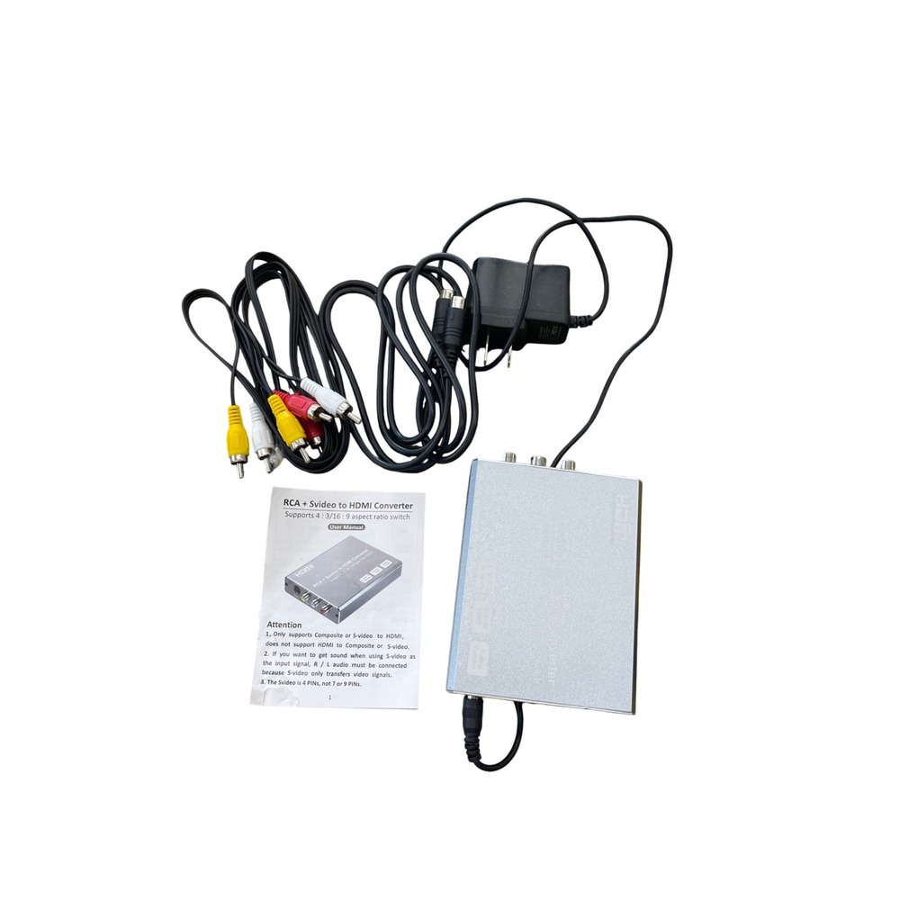 RCA S-Video to HDMI Converter Adapter 1080p 4:3 16:9 Aspect Ratio Switch I05‎